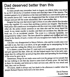 Letter to Editor on Dad
